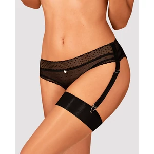 LANELIA Black szexi harisnyatartós nyitott tanga