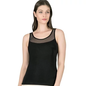 20575 tüll betétes női trikó - FEKETE