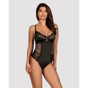 AMALLIE Black LUXUS fehérnemű, szexi szivacsos body