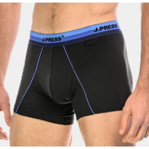J.PRESS férfi pamut boxer - fekete-kék