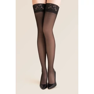 GABRIELLA Calze 15denes csipkés, szilikonos combfix - FEKETE