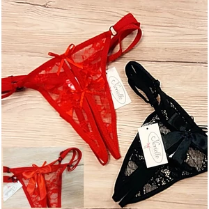 Alkalmi nyitott csipkés-masnis duplapántos tanga