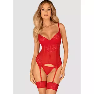 INGRIDIA Red merevítős, szivacsos LUXUS corset+tanga