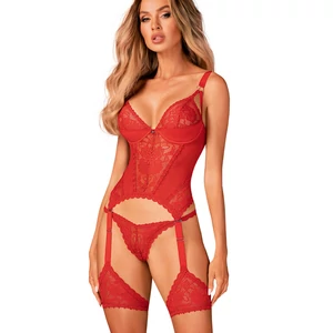 BELOVYA Red LUXUS fehérnemű, szexi merevítős fűző+tanga  BELOVYA Red LUXUS fehérnemű, szexi merevítős fűző+tanga