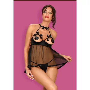 DELISHYA Black fehérnemű, szexi merevítős, szivacsos babydoll+tanga