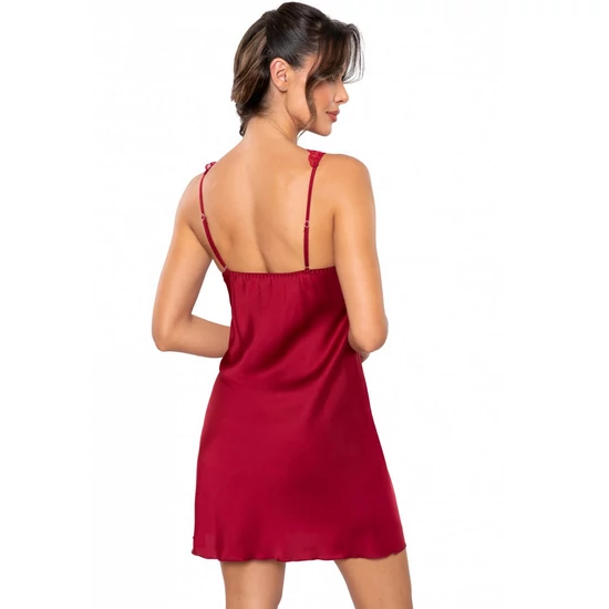 MARI Burgundy Luxus szatén hálóing