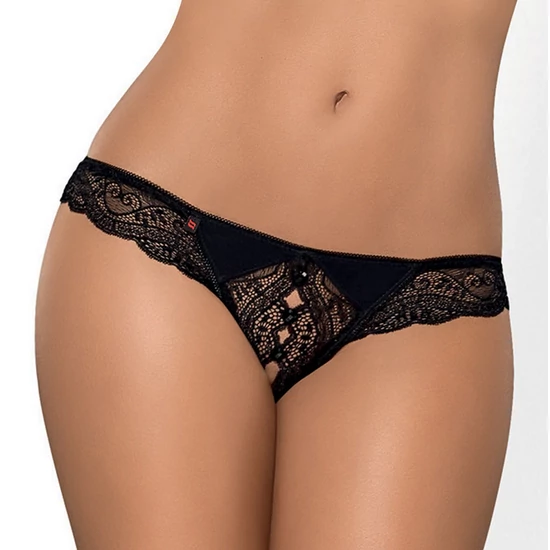 MIAMOR Black fehérnemű, szexi nyitott  tanga - L/XL