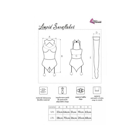 LIMPID SNOWFLAKE  3 részes szexi szett, merevítős body+combfix+hajdísz 