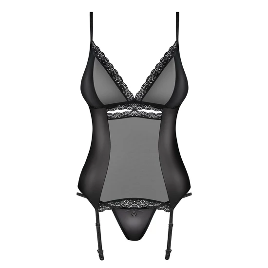 868 BLACK fehérnemű, szexi corset+tanga