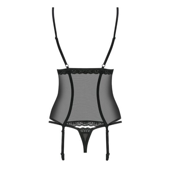 868 BLACK fehérnemű, szexi corset+tanga