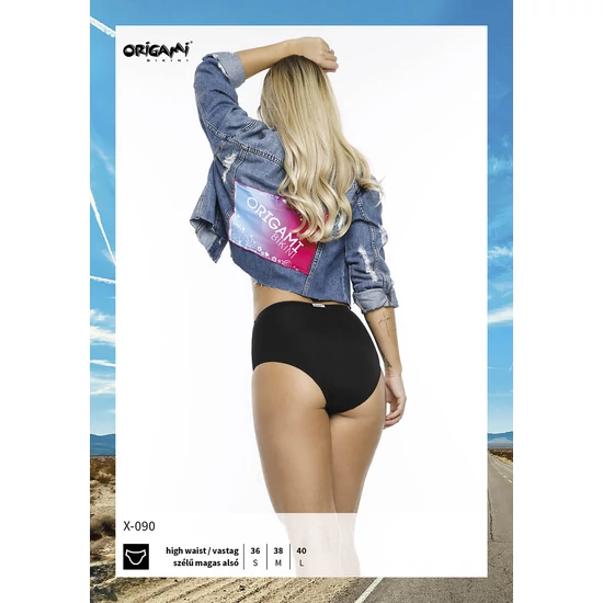 ORIGAMI BIKINI X-090 vastag szélű magas alsó - FEKETE