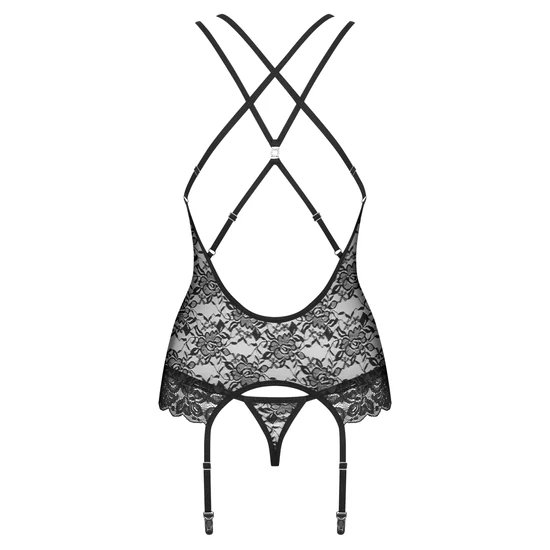 860 BLACK fehérnemű, szexi merevítős corset+tanga