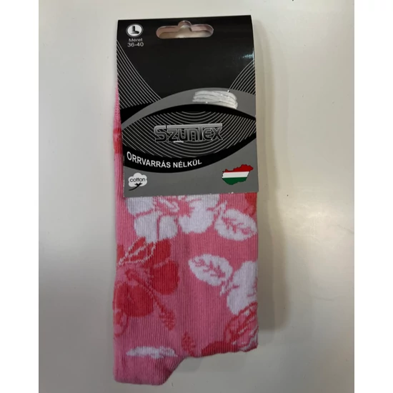 SZUNTEX  Pink virágos bokazokni 