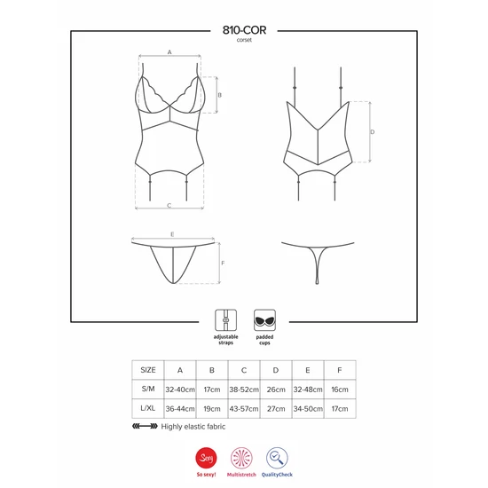 810 White fehérnemű, szexi corset+tanga