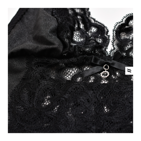 LALUNA Black fehérnemű, szexi corset+tanga L/XL