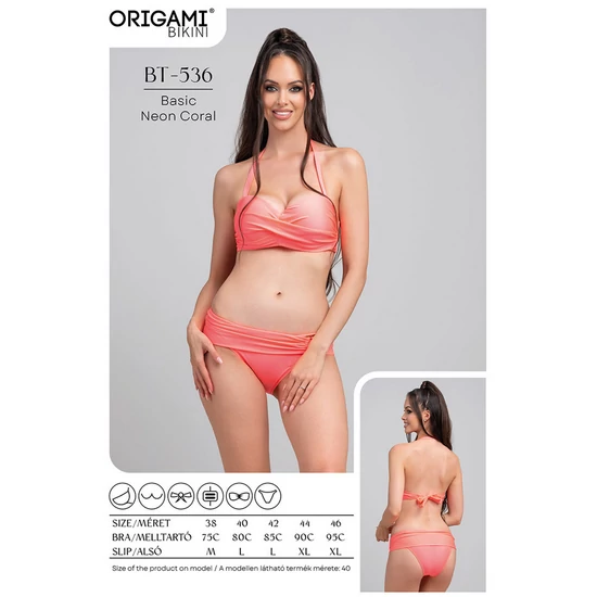 Basic Neon Coral BT-536 Origami Bikini