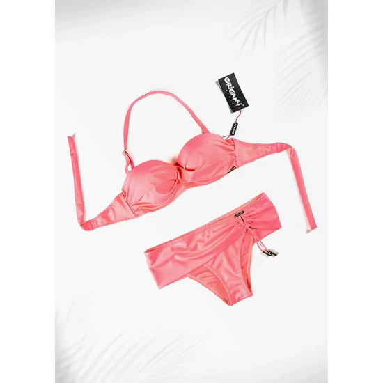 Basic Neon Coral BT-536 Origami Bikini