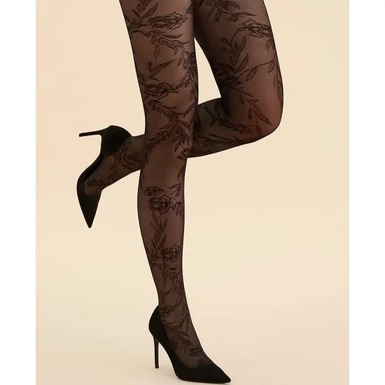 GABRIELLA Floral Nero 20den virágmintás harisnyanadrág