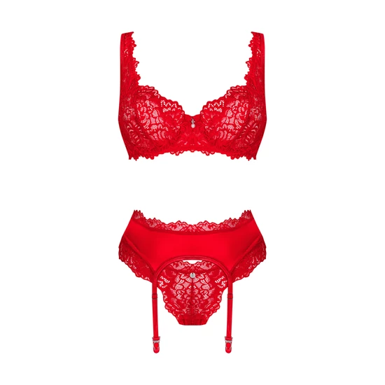 AMOR CHERRIS Red fehérnemű, 3 részes szexi szett