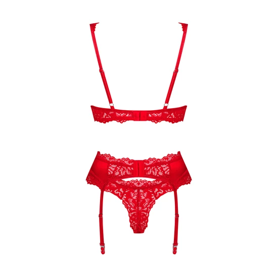 AMOR CHERRIS Red fehérnemű, 3 részes szexi szett
