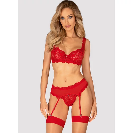 AMOR CHERRIS Red fehérnemű, 3 részes szexi szett