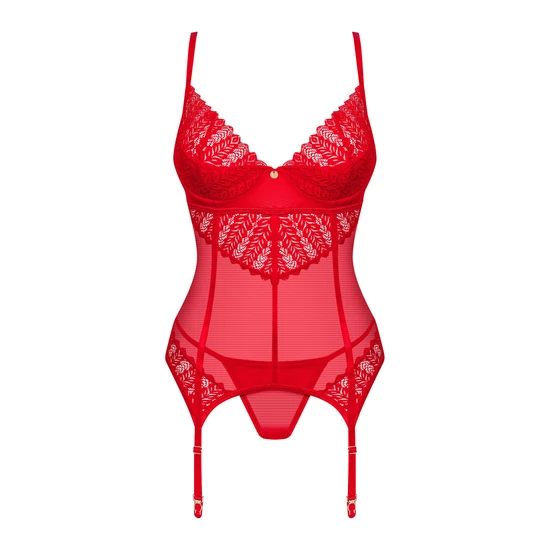 INGRIDIA Red merevítős, szivacsos LUXUS corset+tanga