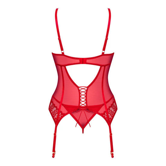 INGRIDIA Red merevítős, szivacsos LUXUS corset+tanga