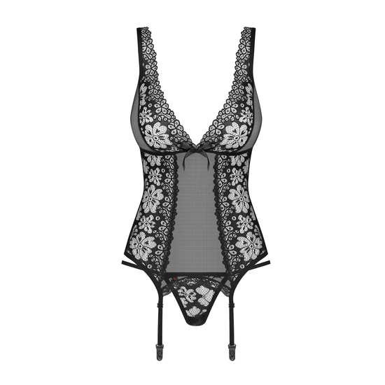 856 BLACK fehérnemű, szexi corset+tanga