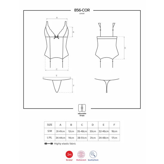 856 BLACK fehérnemű, szexi corset+tanga