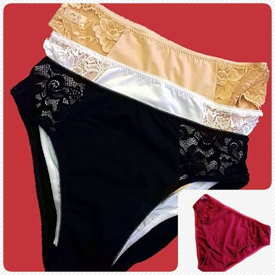 TURBO Judit oldalán csipkés, szélesoldalú, magas állású pamut alsó