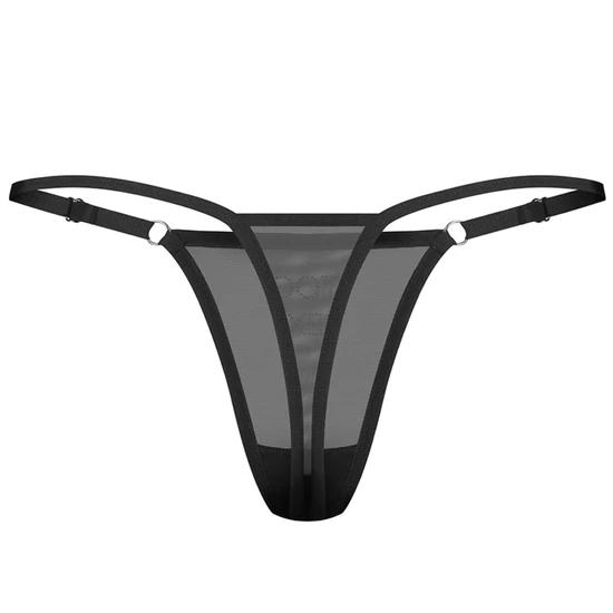 VIOLAMI Black „Too sexy” feliratú állítható pántos női tanga