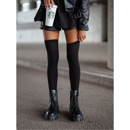 MILENA SIMA vastag pamut combzokni - FEKETE 