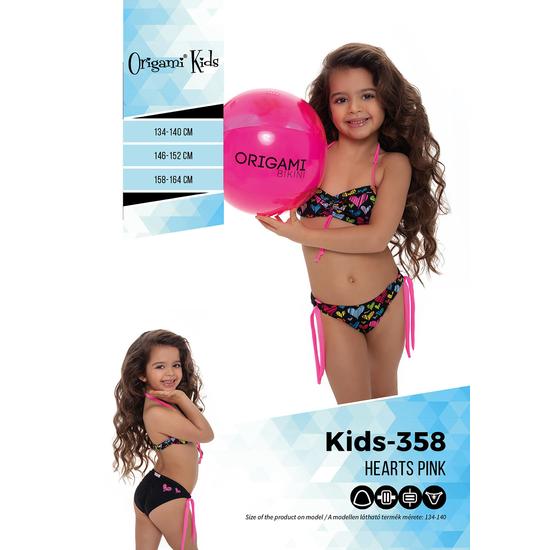 Hearts Pink Kids-358 Origami Bikini 