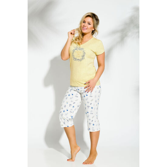 DONATA Yellow-grey 4XL-5XL női pizsama (2187-2) 