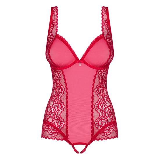 ROUGEBELLE Red fehérnemű, szexi merevítős nyitott body