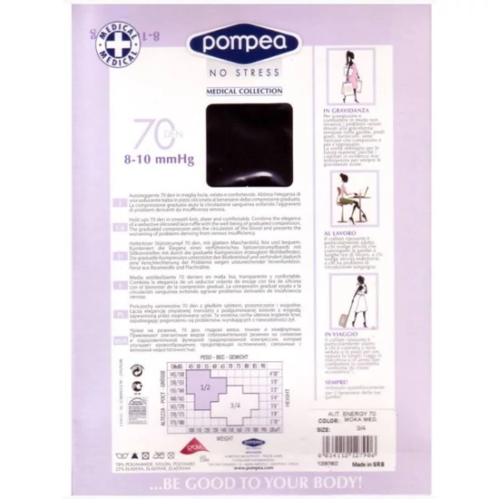 Pompea BEAUTIFUL ENERGY 70 den közepesen erős kompressziós gyógyászati combfix(8-10mmHg)