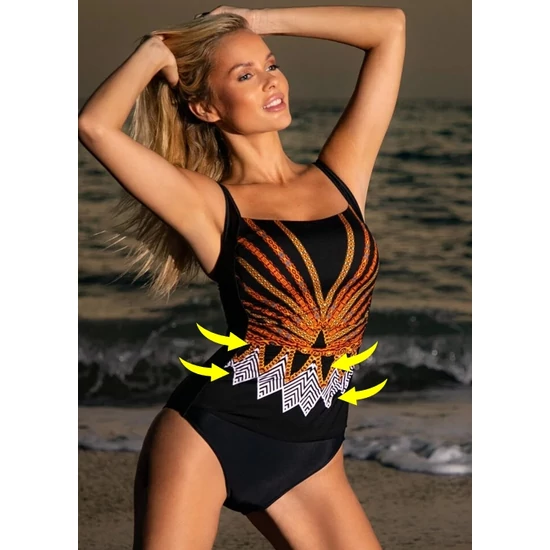 ANTELLA 451Multicolor/Black alakformáló egyrészes fürdőruha