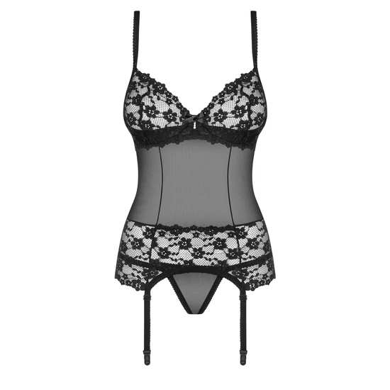 LETICA Black fehérnemű, érzéki corset+tanga