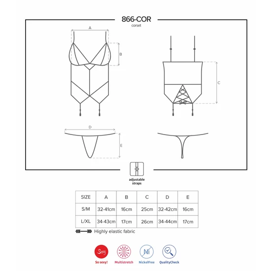 866 COR fehérnemű, szexi corset+tanga