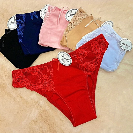 TURBO Csipkefüles pamut bugyi, fényes gumizással 