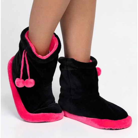 POPPY BOJTOS szoba csizma - Fekete-UV Pink
