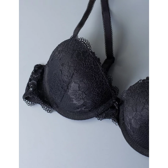 SIELEI  WONDER LACE 2444 PushUp  melltartó - FEKETE