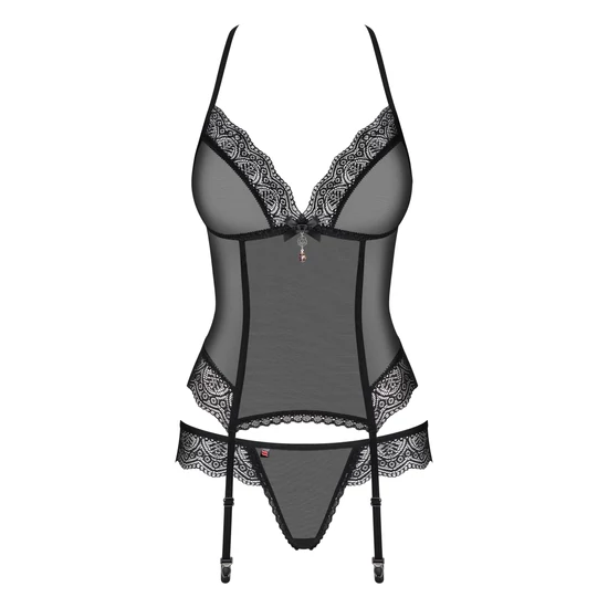 864 BLACK fehérnemű, szexi corset+tanga