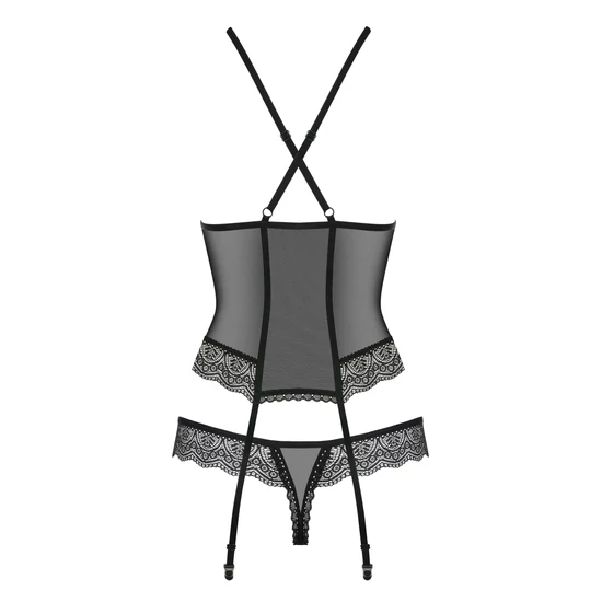 864 BLACK fehérnemű, szexi corset+tanga