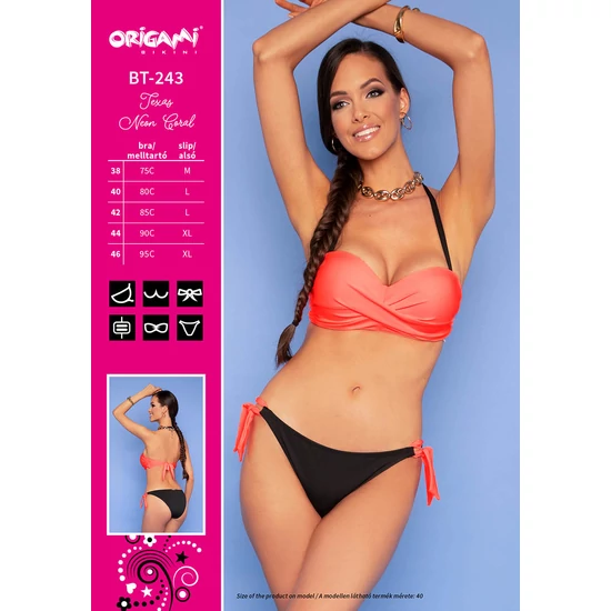 Texas Neon Coral  BT-243  Origami Bikini