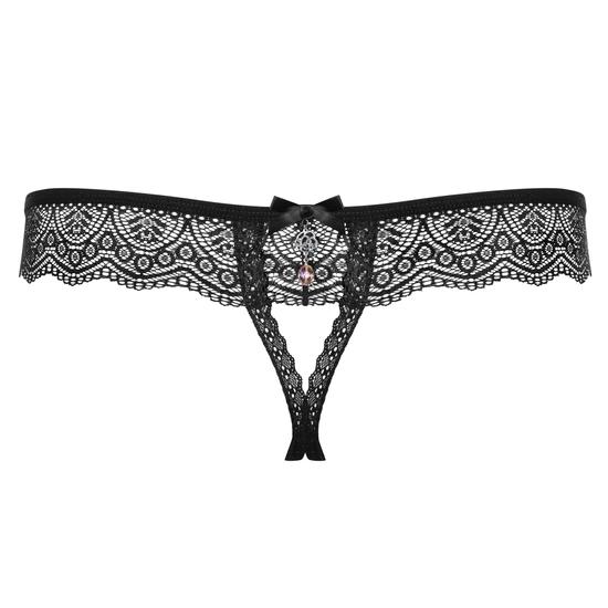 864 BLACK fehérnemű, szexi nyitott tanga