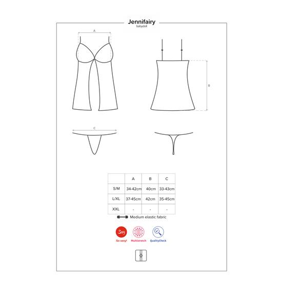 JENNIFAIRY Black fehérnemű, szexi babydoll+tanga