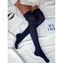 Kép 1/3 - MILENA LACE Luxury vastag pamutcsipke combzokni szatén szallaggal  (835) -37-41 -  SÖTÉTKÉK