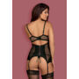 Kép 2/7 - AMALLIE Black LUXUS fehérnemű, szexi szivacsos corset+tanga
