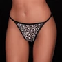 Kép 1/2 - POPPY DIA tüll állítható pántos női tanga - FEKETE-FEHÉR OCELOT